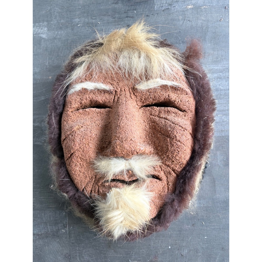 S. Johnson Signed Handcrafted Folk Art Mask Mixed Media  Wall Decor Alaskan